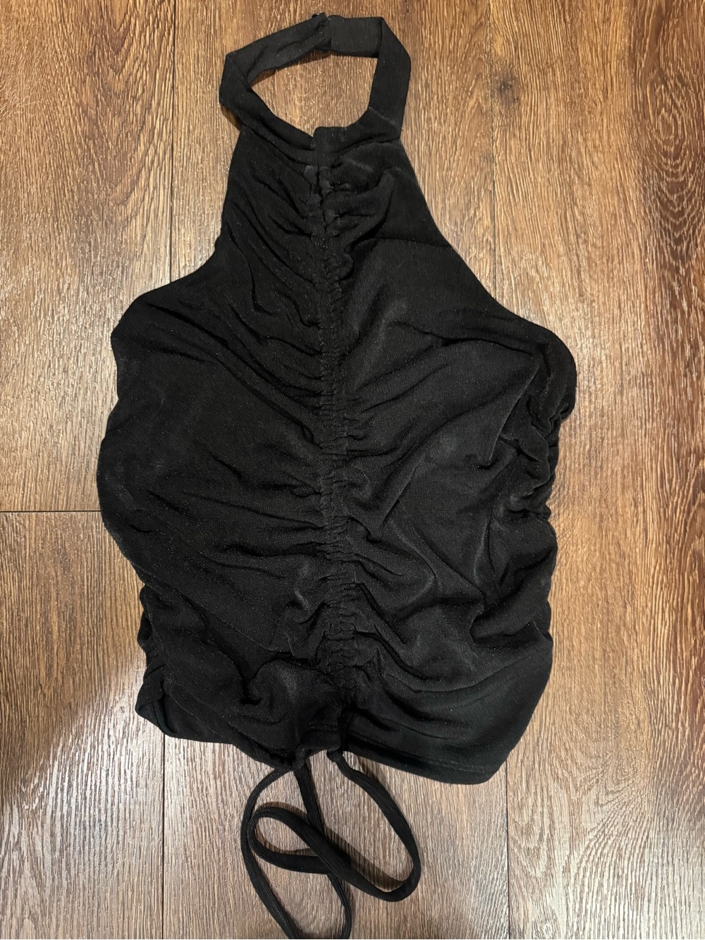 Express Black Ruched Halter Crop Top